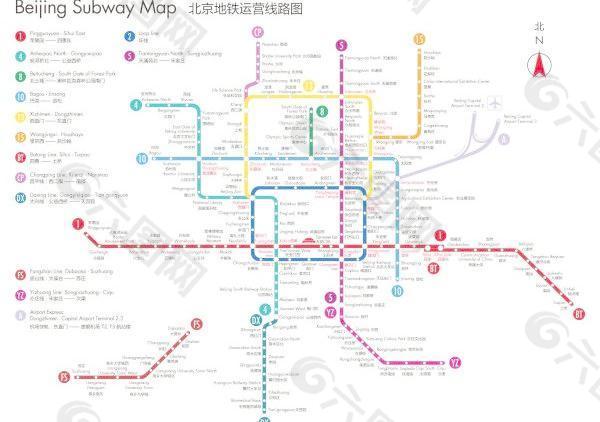 北京地铁地图英文2011版