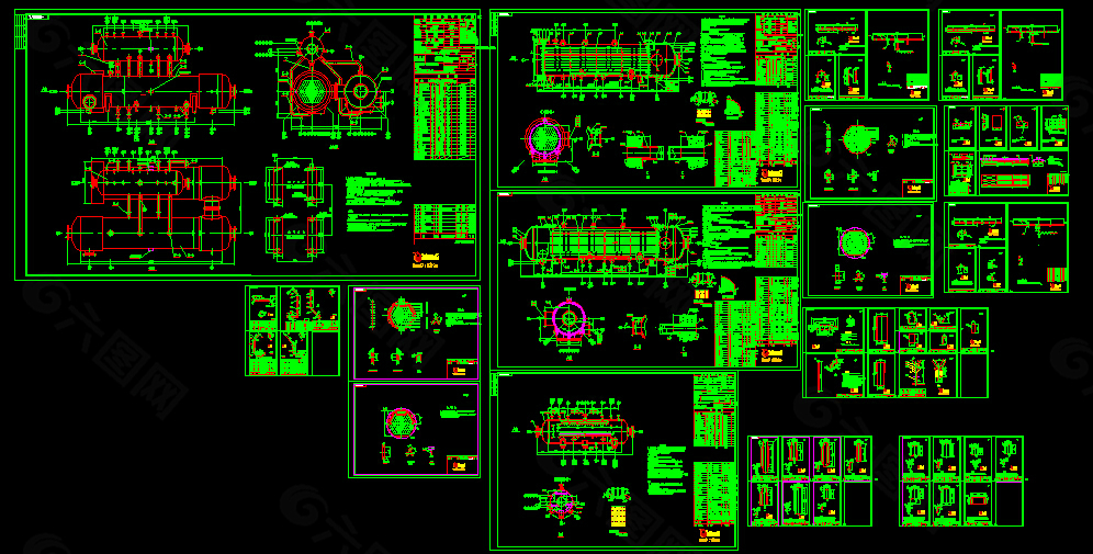 火管式废热锅炉设计院全套图纸54张