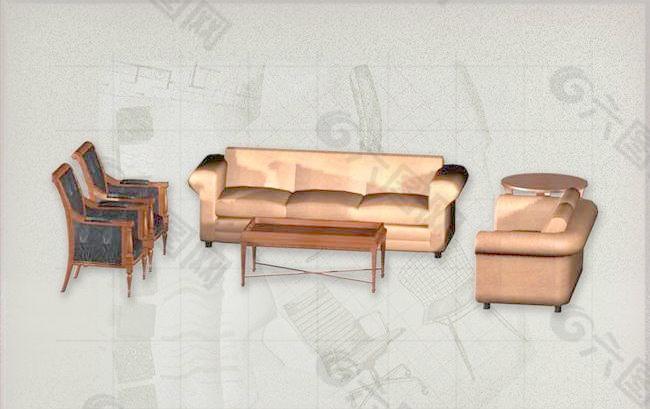 现代主义风格之家具组合3D模型组合032