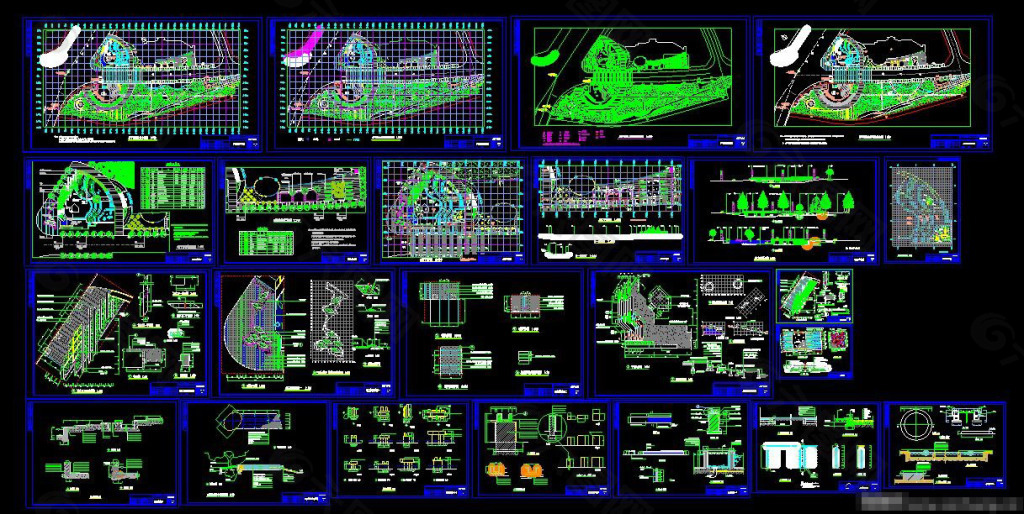 会所广场全套施工cad图纸