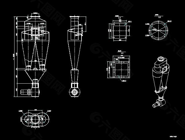 双联旋风分离器CAD图纸