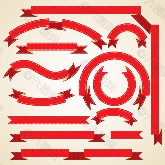 红色丝带矢量图