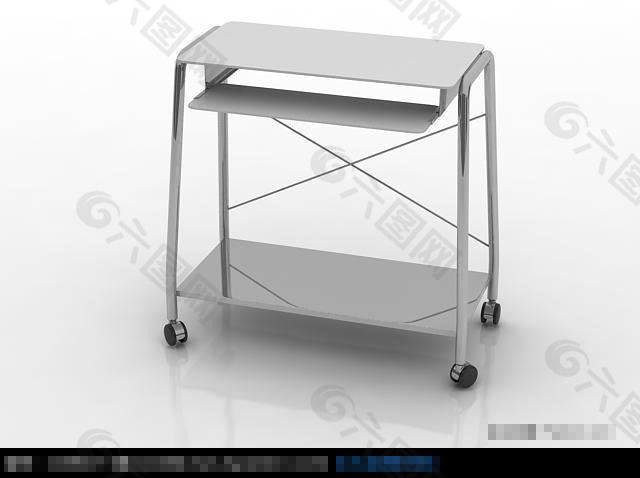 3D移动式简易电脑桌模型