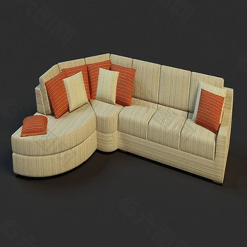 3D精美L型沙发模型