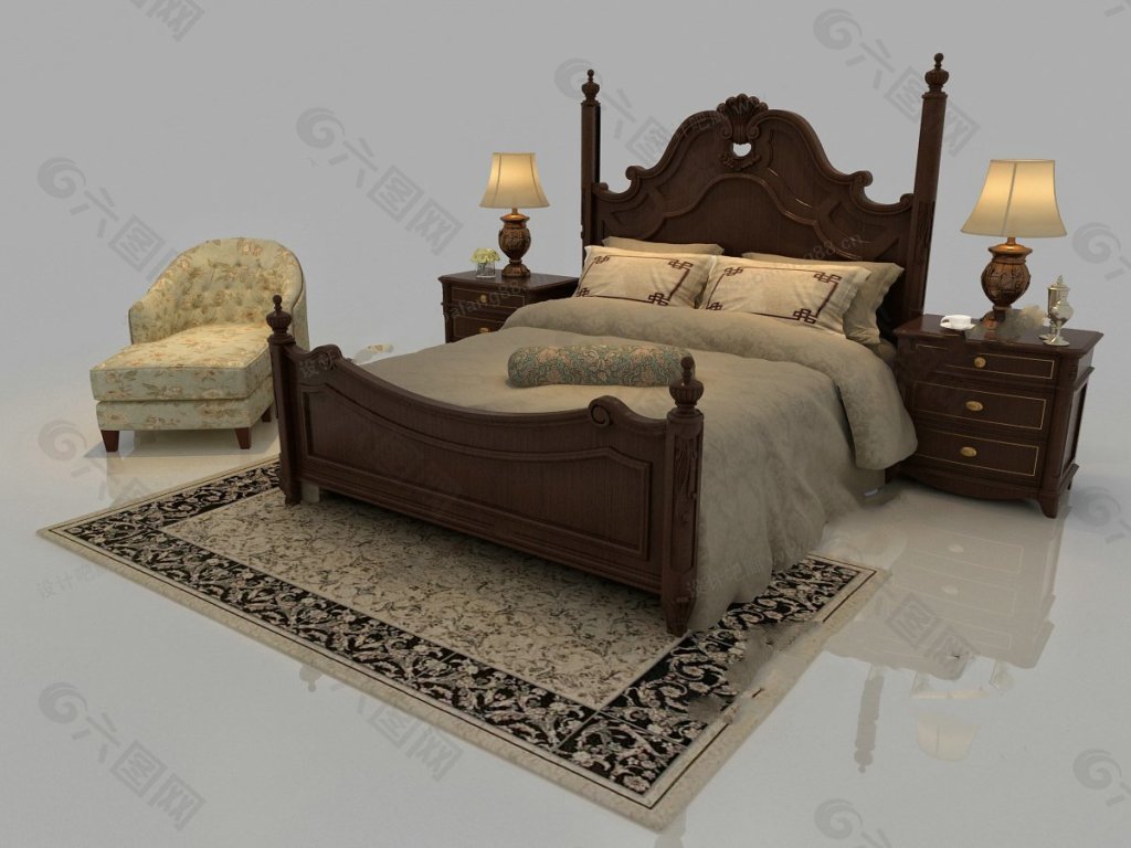 古典中式双人床