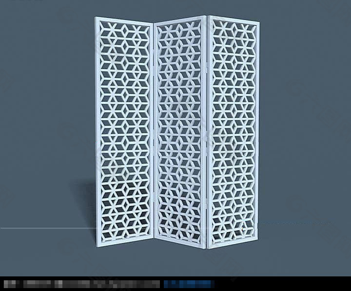 3D传统图案菱形折叠门模型