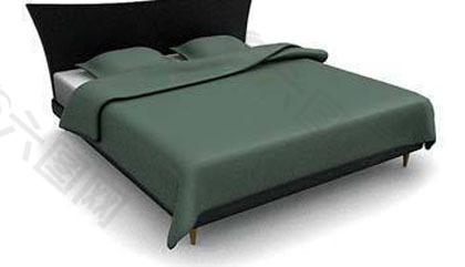 现代双人床3D模型
