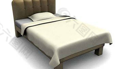 现代单人床3D模型