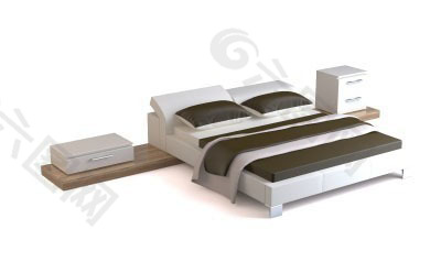 时尚现代3D双人床模型
