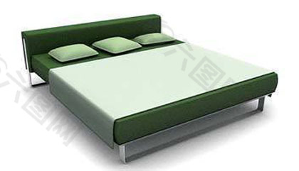 3D现代风格双人床模型