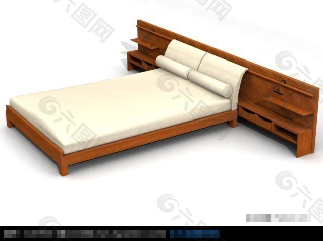 时尚木床3D模型