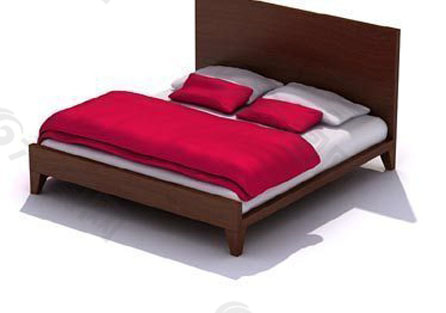 双人木床3D模型