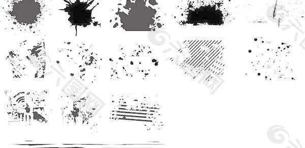 黑色和白色的设计元素系列矢量素材6墨水点