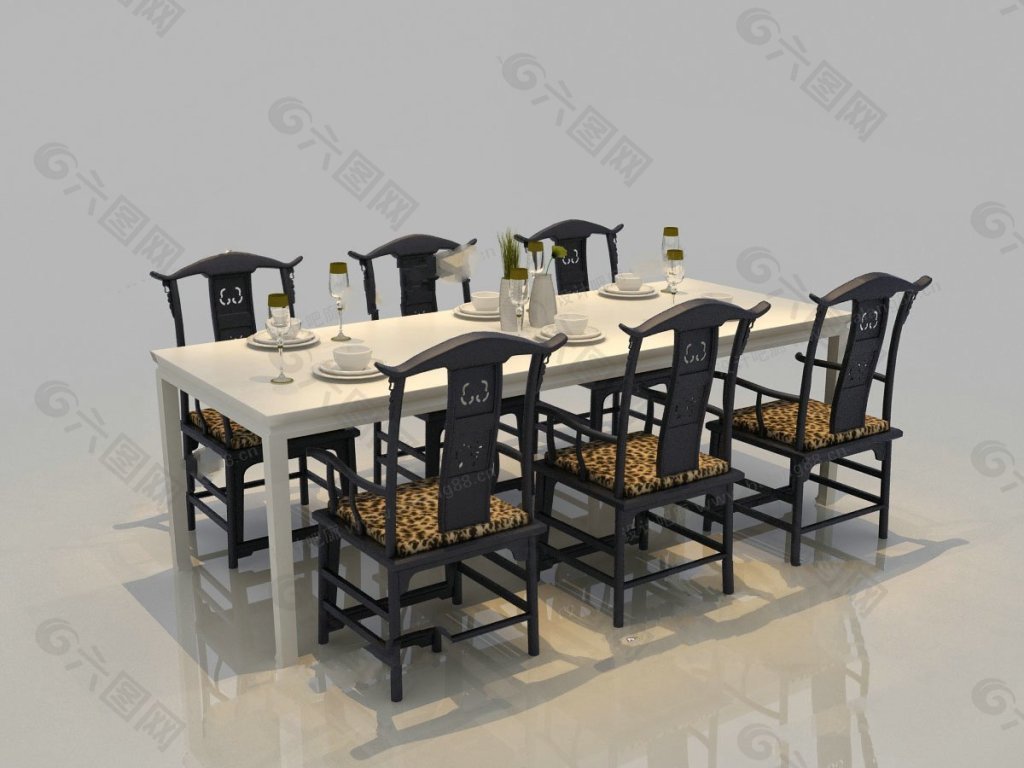 新中式长条餐桌