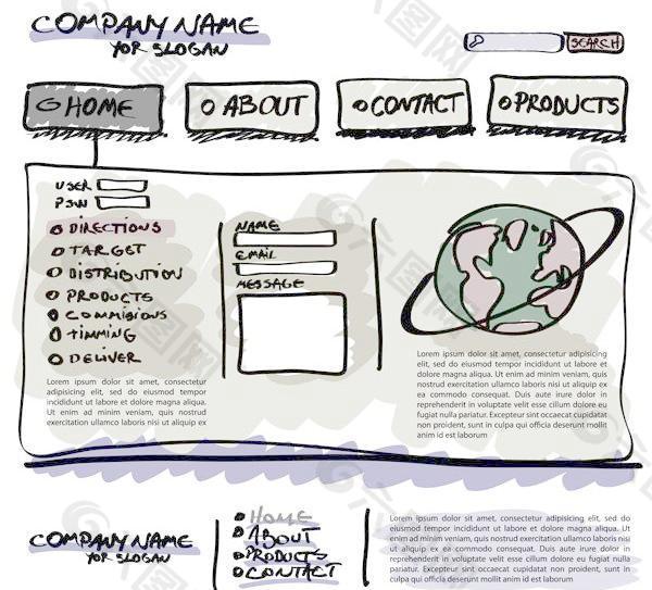 网页设计手绘插图矢量素材
