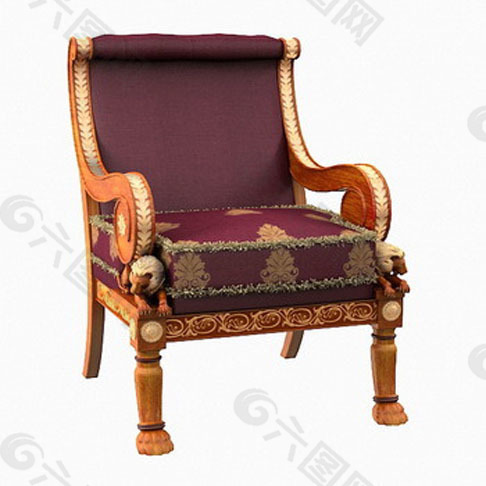 紫色贵气靠椅设计模型