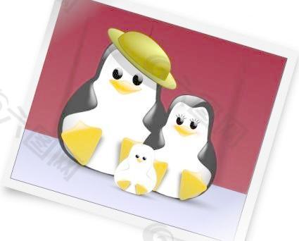 幸福的家庭照片剪贴画的企鹅