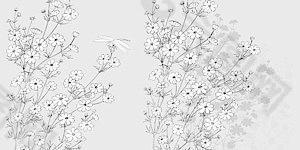 日本的植物花卉矢量素材7蜻蜓和花卉画