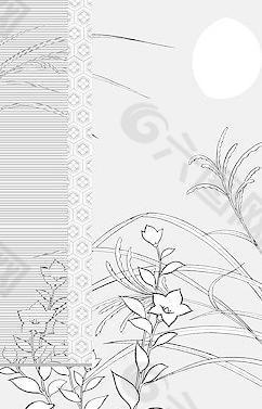 日本线花植物的花朵矢量素材8经典的背景图