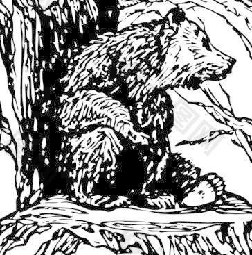 熊在树桩上的剪贴画