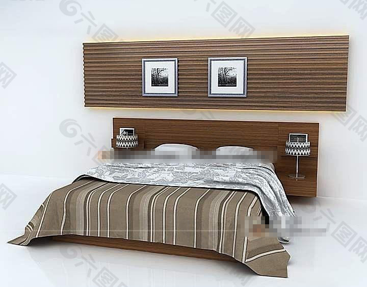 现代化成熟型卧室双人床设计模型