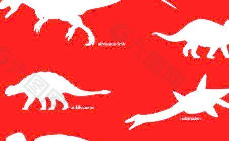 红色背景上的免费矢量的恐龙