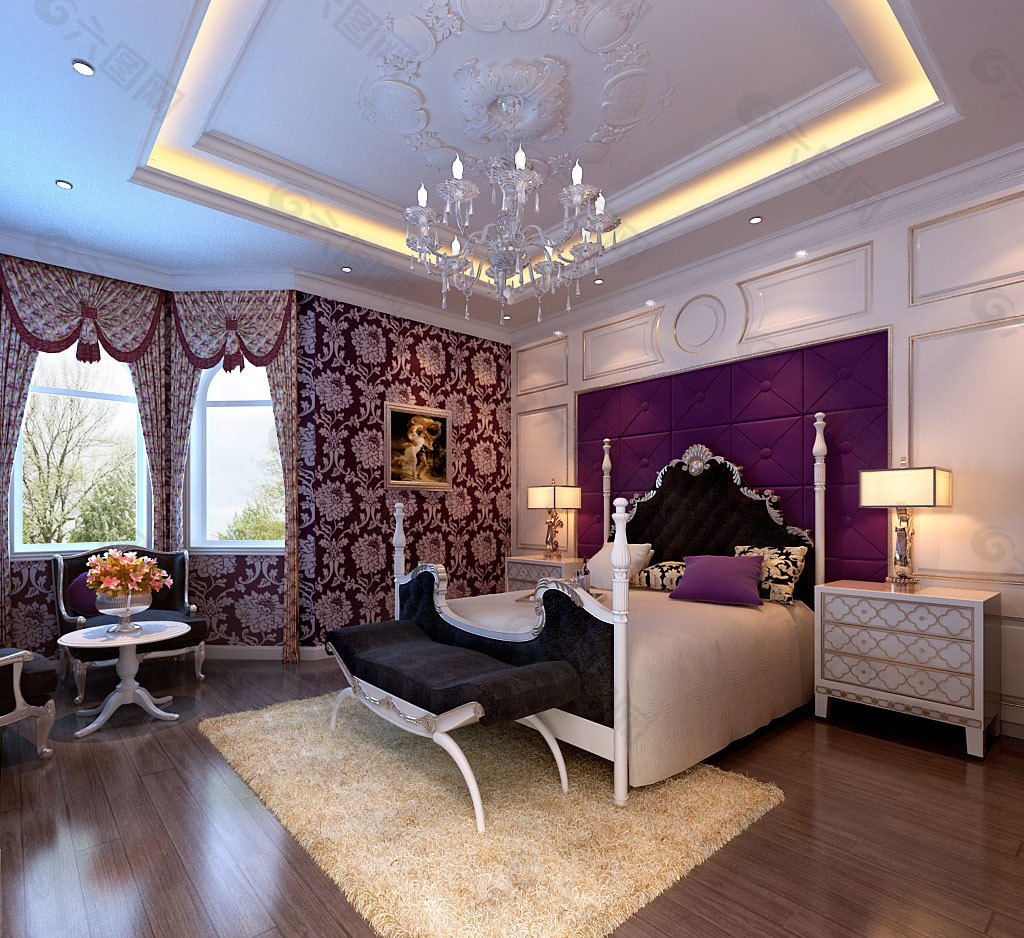 时尚紫色调卧室