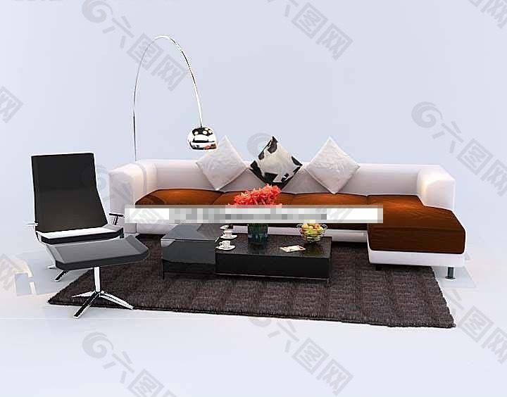 时尚创意的沙发茶几模型