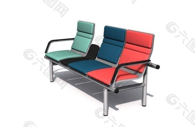 医院长廊公共座椅3D模型