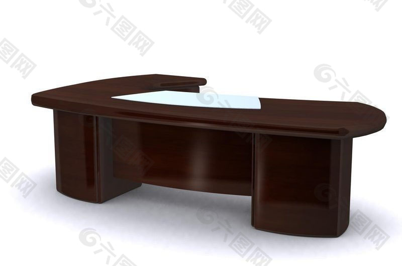 褐色老板办公桌3D模型
