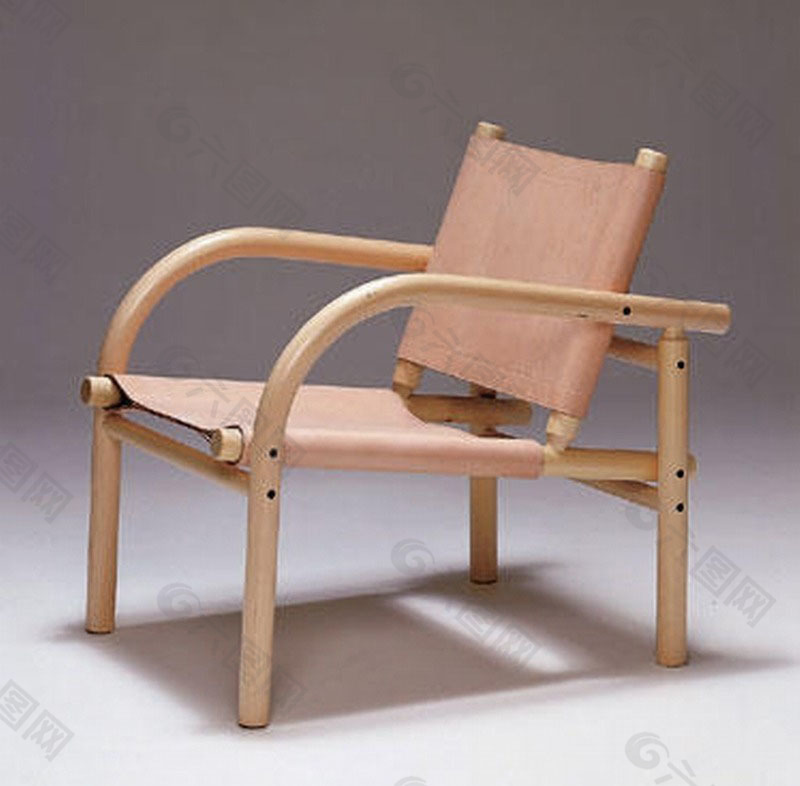 中式木制休闲躺椅模型