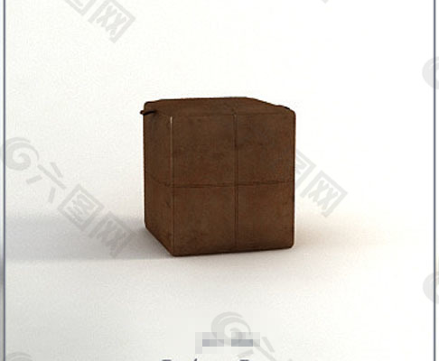 棕色软包方矮凳3D模型