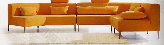 黄色豪华现代风格组合沙发