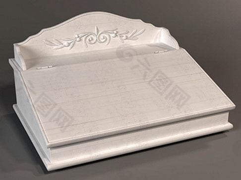 欧式白色实木材质床3D模型图