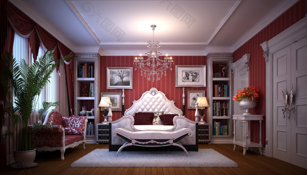 红色时尚欧式卧室