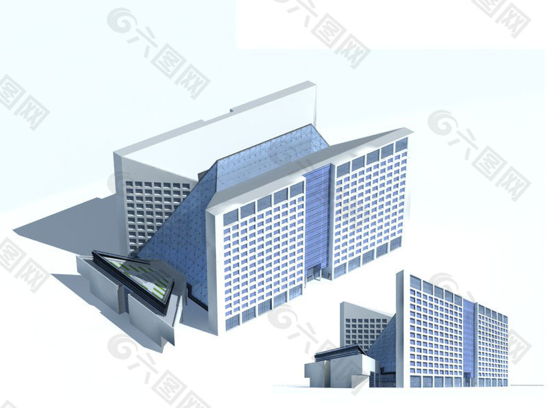 高档商务办公楼3D模型素材