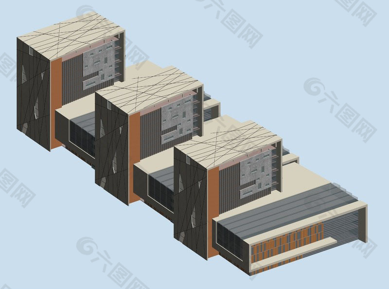 现代城市公共建筑3D立体模型