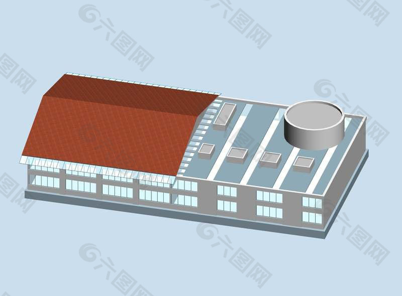 厂房公共建筑3D模型素材