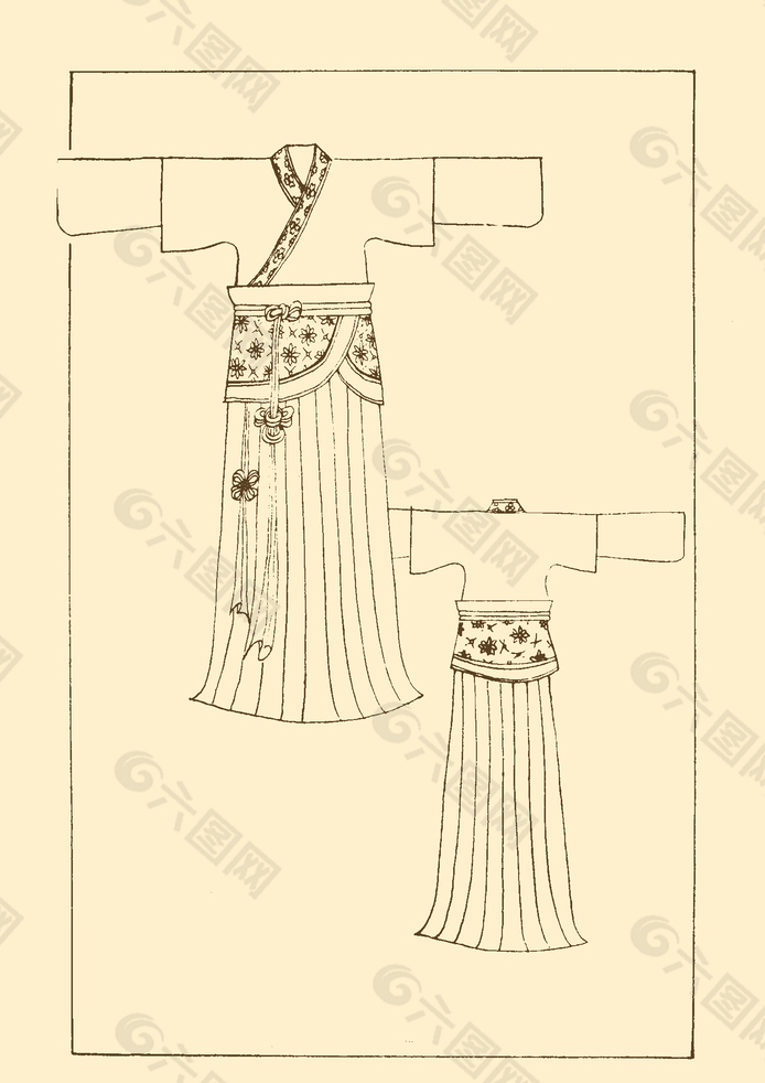 中国历代儒裙白描