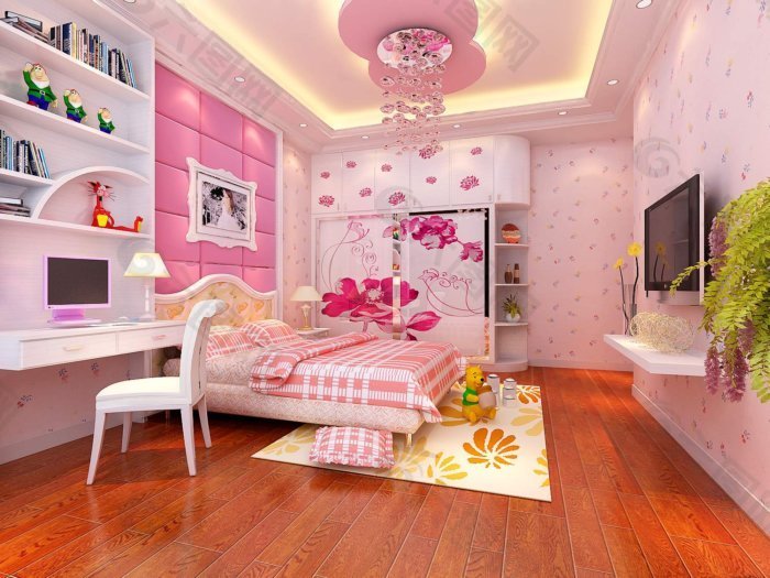 粉色的女孩房间