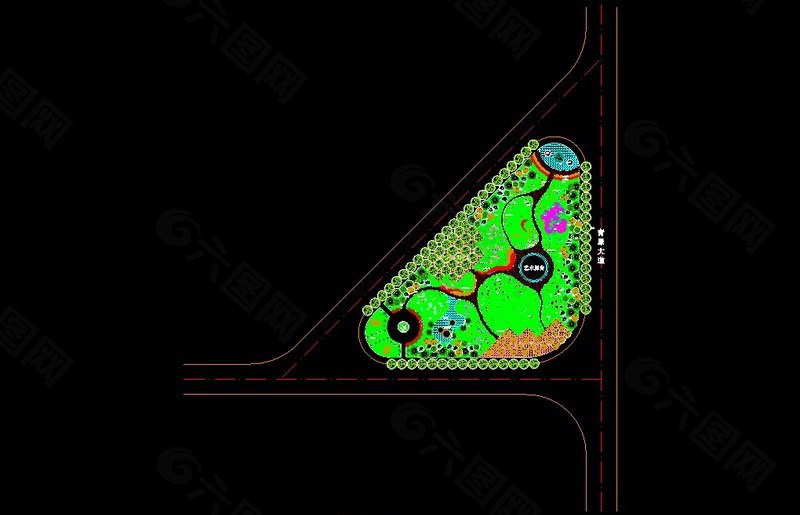 三角岛绿化城市景区CAD