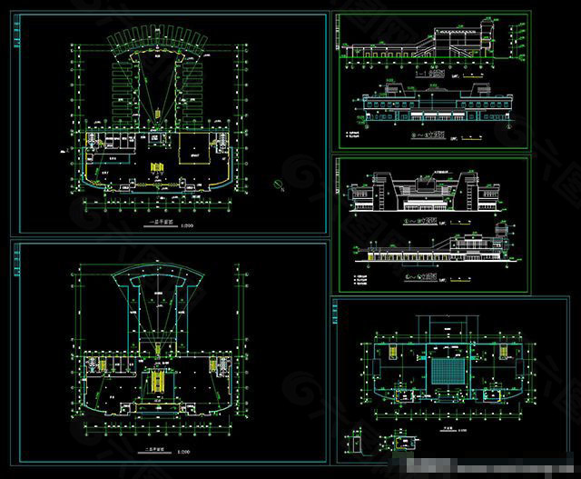 二层汽车站cad设计图