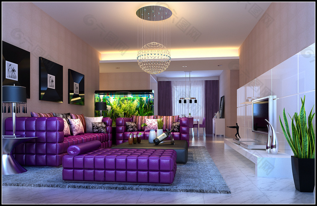 紫色浪漫客厅