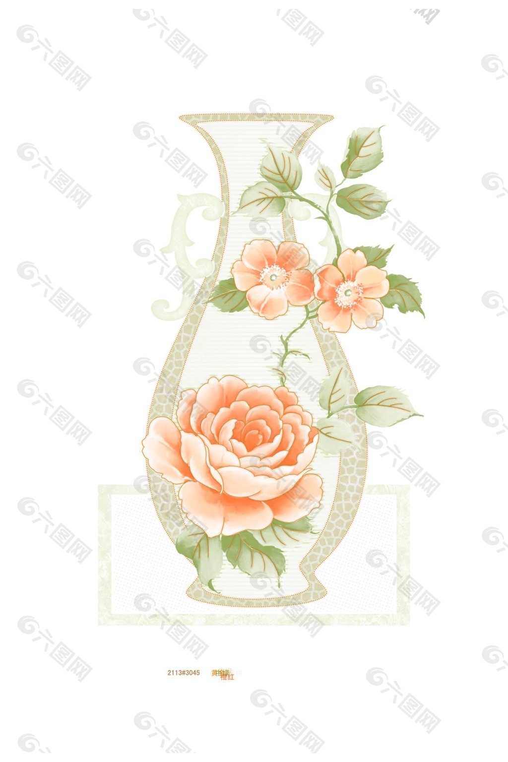 陶瓷 花片 花瓶 玫瑰