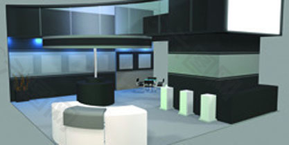 黑色立方体展厅设计3D模型图