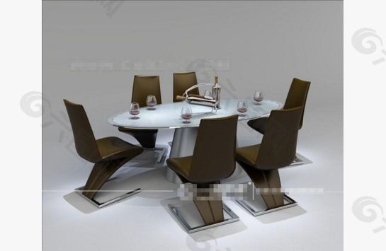 后现代桌椅3D