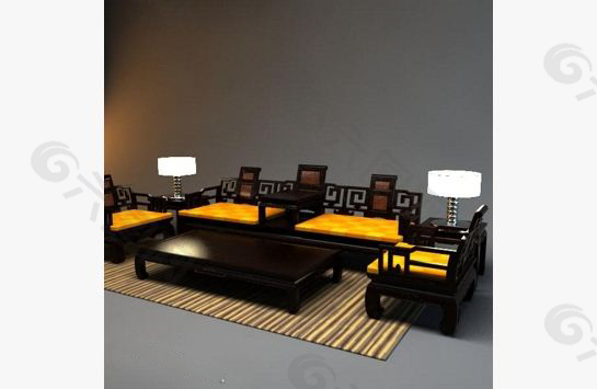 中式桌椅3D