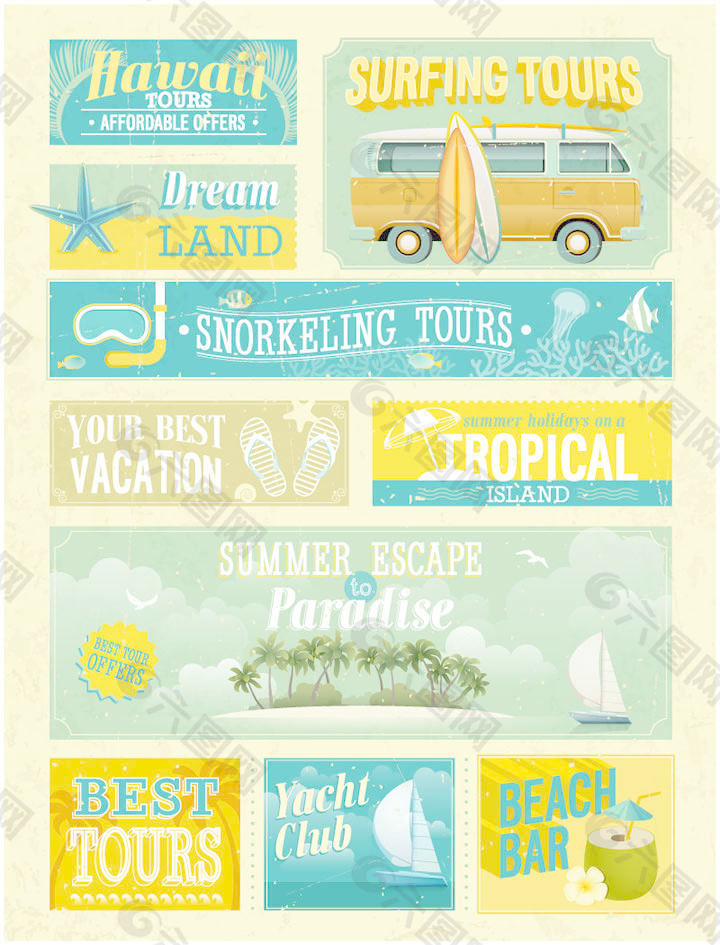 怀旧的夏威夷旅游海报