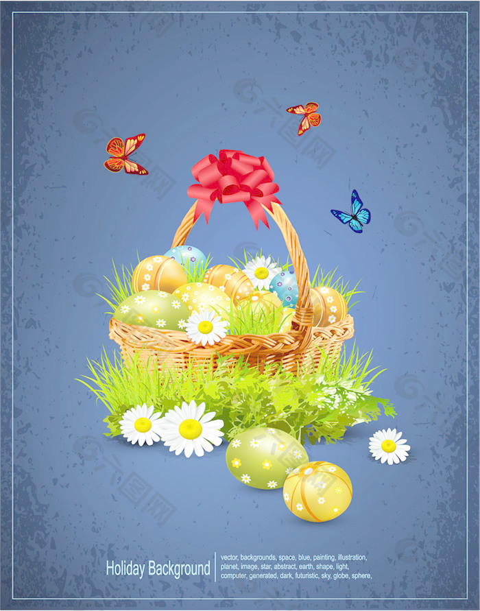 复活节篮子里的鸡蛋