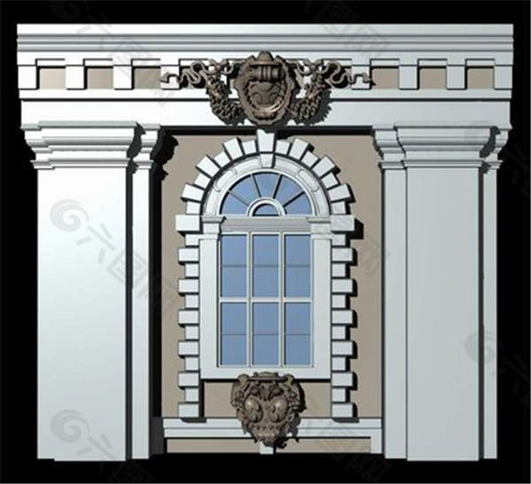 欧式窗户装饰模型